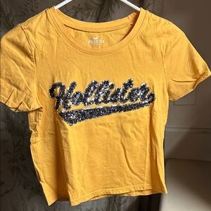 Hollister Mustard Crop Top with Sequin Logo